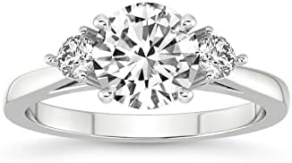 Synthia Three Stone Lab Diamond Engagement Ring by Friendly Diamonds | 1 Carat Center Diamond with 0.22 Carat Side Diamonds | 14K or 18K Gold | Sizes US 3-12 | FG-VS1-VS2 Quality