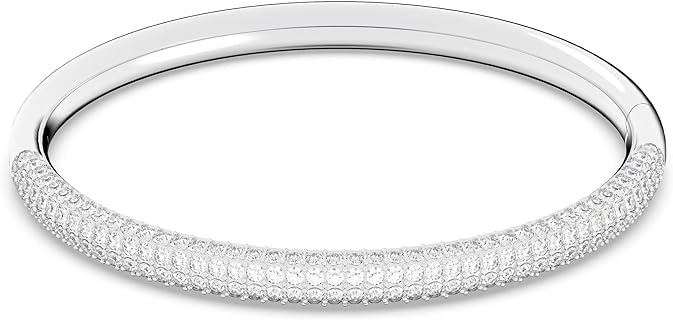 Swarovski Crystal Stone Bangle Bracelet with Box Chain for Women - Timeless Elegance in Clear and Pink Crystals Design