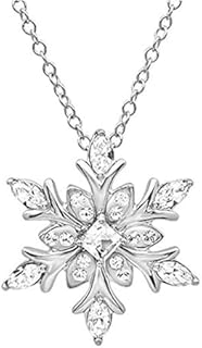 Long C-Link Crystal Boho Snowflake Pendant Necklace For Women & Girls - Copper Gem Zinc Casting Jewelry Piece