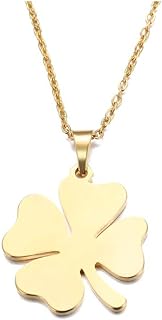 Stainless Steel 4 Leaf Clover Pendant Necklace for Women - Adjustable Chain Irish Jewelry - Ideal for St. Patrick's Day - Versatile Shamrock Necklace with Elegant Design