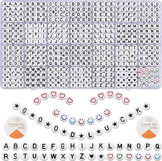 1480pcs Letter Beads Kit for Bracelets Making, 4x7mm Round A-Z Alphabet Beads for Friendship Bracelets with Colorful Heart Beads Smiley Face Beads Crystal String for Jewelry Making