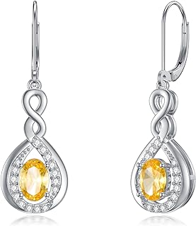 JOERPH Tulip Moonstone/Rose Flower Moonstone/Teardrop Moonstone/Infinity Citrine/Infinity Turquoise/Lotus Labradorite Drop Dangle Earrings for Women Girls 925 Sterling Silver Jewelry