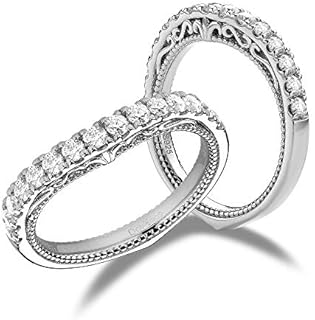 DovEggs Moissanite Half Eternity Wedding Band for Women 0.53CTW 2mm GHI Color Vintage/Antique Moissanite Lab Created Diamond Wedding Ring 14k Gold Quality Sterling Silver Engagement Ring