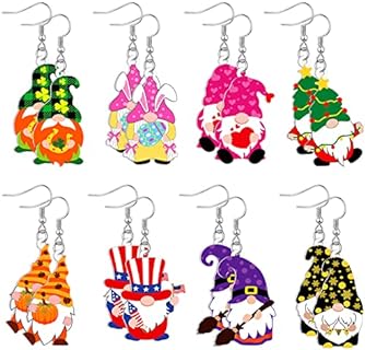 French Wire Back Christmas Dangle Earrings - Quirky Acrylic Gnome Earrings for Women - Perfect Gift for Special Occasions & Holidays - Vivid Drop & Dangle Design