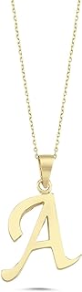 14K Yellow Gold Initial Pendant Necklace for Women, Cable Chain with Lobster Clasp, Perfect for Birthdays and Mothers Day Gifts, 18""