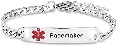 Buckle Closure Stainless Steel Medical ID Bracelets with Rope Chain for Women, Adjustable Emergency Alert Design