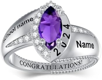 Adjustable Sterling Silver Women's Stackable Class Ring - Personalized High School and University Graduation Gift for Her