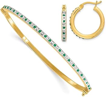 Other-Clasp 3mm Diamond and Emerald Hoop Earrings, 18k Gold-Plated Sterling Silver, Religious Guardian Angel Design for Women