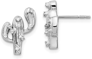 Auriga Fine Jewelry Gift For Mothers Day 14k White Gold Diamond Cactus Stud Earrings Gift for Women