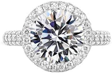 Kiara Gems 7 CT Round Moissanite Sterling Silver Moroccan Wedding Ring for Her, Vintage 4-Prong Setting Design