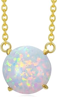 Mothers Day Gift for Mom 14K Solid Gold Single Heart/Oval/Round Opal/Moissanite/Moss Agate Pendant Choker Necklaces for Women Real Jewelry Birthday Graduation Gifts for Her Girls Wife, 16+2 Inch