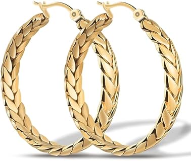 Deliyer Gold Large Big Hoop Earrings for Women, Wide Thick Gold Hoops 18k Real Golden Plated Hypoallergenic Earrings or 35mm Trendy Gold Hoop Earrings for Women Gift