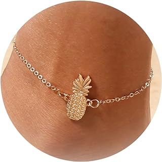 Elegant Beaded Pineapple Anklet for Women with Lobster Claw Clasp and Bead Chain - Ideal Tropical-Themed Gift, Gold Toned Metal, Versatile and Adjustable Christmas 2023 Gift