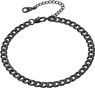 FindChic Stainless Steel Ankle Chain Bracelets for Women or Girls Cuban Curb/Figaro/Box Links Beach Foot Jewelry 8.5''-10.5'' Adjustable Anklet, with Jewelry Box