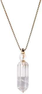 YGLINE Natural Aromatherapy Necklace Crystal Healing Gemstone Perfume Bottle Pendant Bullet Shape for Womens