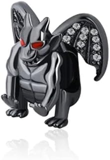 Sterling Silver Gargyogle Black Enamel Halloween Charm Bead For Pandora & Similar Charm Bracelets or Necklaces