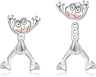 Charming Sterling Silver Frog Dangle Earrings with Push Back for Women and Teen Girls - Unique Animal-Themed Jewelry
