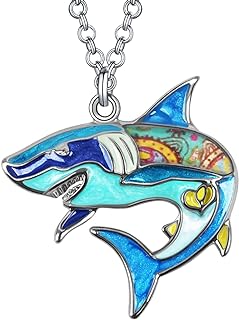 Enamel Alloy Shark Necklace Ocean Fish Pendant Novelty Jewelry Sea Animals Charms for Women Girls Gifts
