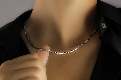 925 Sterling Silver Chain Necklaces for Women Trendy,Dainty Box Layered Chain Necklaces Set