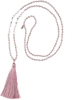 KELITCH Long Tassel Pendant Necklaces Handmade Natural Pearls Beaded Strand Necklace Trendy Women Jewelry Gift