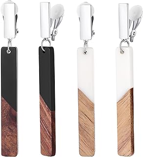 Wood Clip Earrings for Women Girl, Non Pierced Boho CLIP-ON Earrings Bohemian Earrings with No Piercing Hole