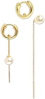 Sonateomber Small Gold Hoop Chain Drop Dangle Earrings for Women Teen Girls – Cute Thick Huggies Hypoallergenic Cartilage Thread Earing Dangling Prom Party Holiday Accessories Jewelry Gift