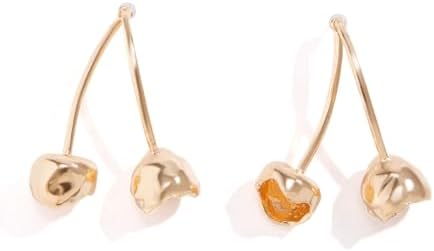 Gold Silver Alloy French Wire Cherry Drop Earrings by Xuzhiyuan - Sweet Vintage 3D Design - Lightweight & Charming Jewelry Gift for Women and Girls