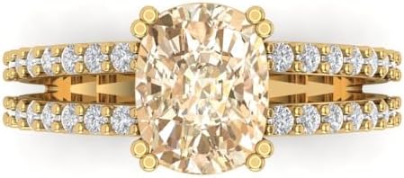 Clara Pucci 3.50 ct Cushion Cut Morganite Engagement Ring in 14k Yellow Gold for Women - Classic Solitaire Design