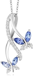 Women's 925 Sterling Silver Tanzanite Pendant Necklace with Butterfly-Infinity Design, Zirconia Detailing, and Secure Spring Ring Clasp - Perfect December Birthstone Gift