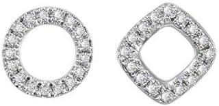 FANCIME 14K Solid White Gold Diamond Stud Earrings with Push Back Closure, 32 Round Cut Diamonds, 0.23Ct, Minimalist Design Fine Jewelry for Women