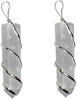 Raw Selenite Gemstone Pendant Necklace with Cord Chain - No Clasp Design in Bullet or Round Shape for Spiritual Wellness