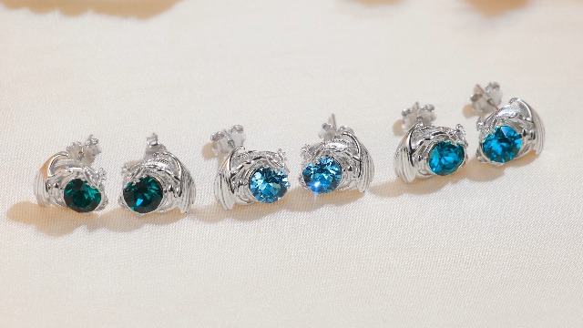 Dragon Earrings Sterling Silver Stud Hypoallergenic Birthstone Crystal Dragon Earrings for Women Girl