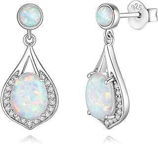 Push Back White Fire Opal Stud Earrings, Sterling Silver Teardrop Design for Women, October Birthstone Inspiration