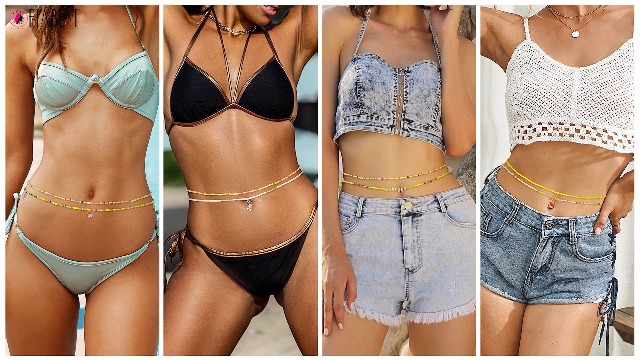 ELABEST 24-39inch African Waist Beads for Women 8Pcs Elastic Belly Beads Colorful Beaded Waist Jewelry Accessories Body Chain