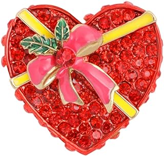 Rhinestone Red Heart Brooch Pin for Women Girl Friend Fashion Cute Crystal Love Hearted Brooches Lapel Pins Elegant Dress Accessories Wedding Valentine Festival Jewelry Gift for Her