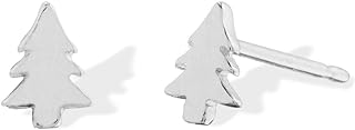 Push Back Sterling Silver Snowman Stud Earrings by Boma Jewelry - Eco-friendly Evergreen Pine Tree Design for Men and Women - Hypoallergenic, Perfect Gift