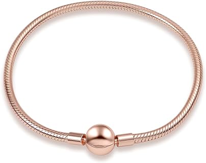 KUNSIR 925 Sterling Silver Snake Chain Bracelet for Pandora European Bracelets Charms Bead
