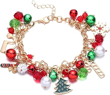 Lobster Claw Clasp Christmas Bead Bracelet with Link Chain for Women - Halloween Horror Movie-Inspired Stainless Steel Design