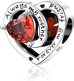 Valentine's Day Cubic Zirconia Charm Bracelets for Women - Silver Chain, YUMINN Mom Birthstone, Dangle Pendant Design, Jewelry Gift for Girls