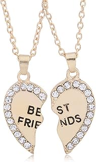 Collier d'Amitié MenYiYDS 2 Pièces en Alliage et Strass de 45 cm avec Chaîne d'Extension, Cadeau Idéal pour Meilleures Amies, Sœurs ou Filles pour Anniversaires ou Occasions Spéciales