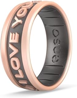 Enso Rings Star Wars Silicone Ring - Comfortable and Flexible Design - I Love You (English) - Rose Gold/Platinum - Size 12