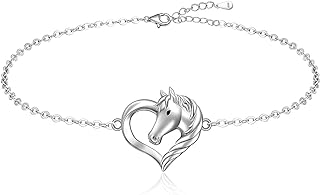 Lobster Claw Clasp, Cubic Zirconia Studded Cat Charm Bracelet in Sterling Silver, Box and Link Chain Design for Women - Fenthring Horse Cardinal Cat Mushroom Theme