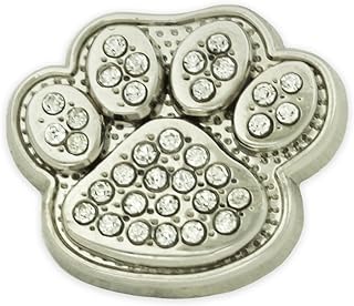 PinMart's Small Silver Rhinestone Paw Print Lapel Pin Brooch