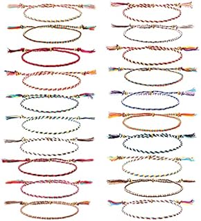 Braided Friendship Bracelet with Braided Chain for Adults and Teens, Colorful Ethnic Boho Design by Hicarer (Set of 20)