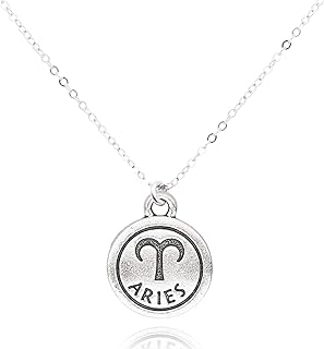 MaeMae Sterling Silver Zodiac Pendant Necklace with Cable Chain and Spring Ring Clasp for Astrology Enthusiasts, Available in Gold-Filled Design - 16" to 18"