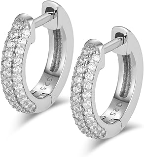 Hinged Hoop 18K White Gold Moissanite Hoop Earrings for Women - Sterling Silver Hoop Design - D Color VVS Clarity