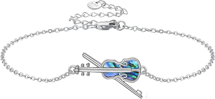 Buckle Clasp Sterling Silver Beaded Slider Bracelet with Box Chain Design - Unique Golf Flute Violin Jewelry for Women and Girls