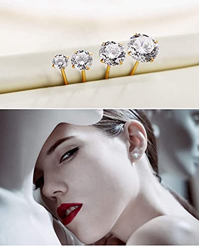 925 Sterling Silver Earrings, Cubic Zirconia Earrings Studs, Diamond Stud Earrings for Women Girl