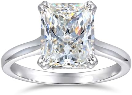 4ct Moissanite Rings 4 Carat Radiant Cut Solitaire Moissanite rings Moissanite Engagement Ring Size 4-12