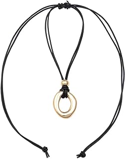 Boho Chunky Pedent Necklace for Women Dainty 14K Gold Plated Choker Summer Beach Faux Leather Choker for Women Men